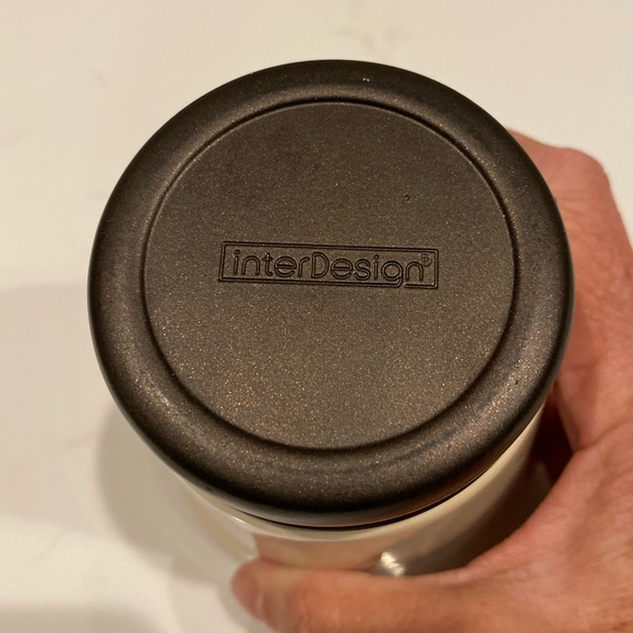 🎄$3 bundled EUC InterDesign Beige/Bronze Ceramic/Metal Lidded Jar - Picture 2 of 8